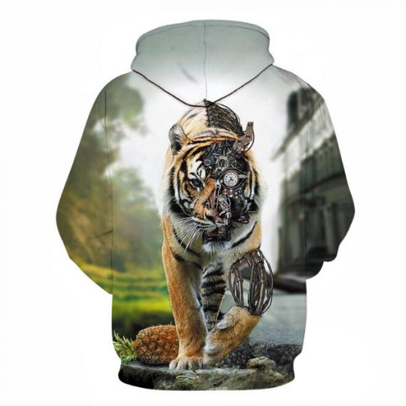 New design fashion tiger print adult unisex pullover hoodie