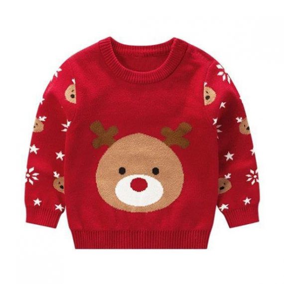 kids red ugly christmas rudolph sweater