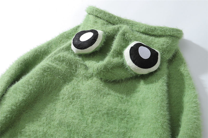 green adult cute frog hoodie women pullover sweatshirt