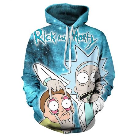 adult and kids 3D printing rick and morty pullover hoodie