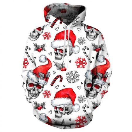 unisex christmas sweatshirt skull hoodie for girls and boys