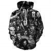 3D printing black hoodie for men skull sweatshirt