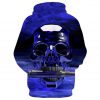 skull sweatshirt blue pullover hoodie for boys