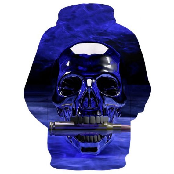 skull sweatshirt blue pullover hoodie for boys