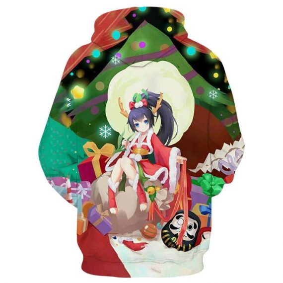 3D anime printing christmas hoodie for girls