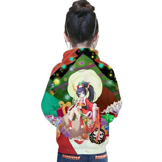 3D anime printing christmas hoodie for girls