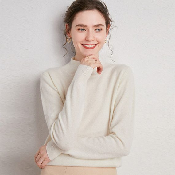 womens turtleneck sweater solid color wool pullover