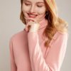 solid color women's woolen pullover turtleneck sweater