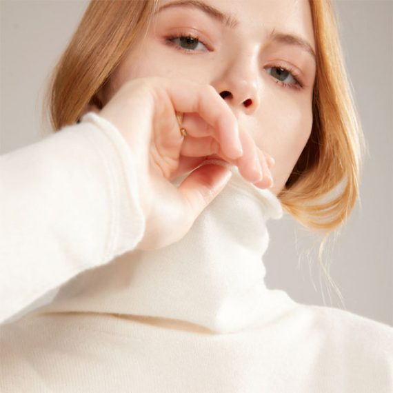 solid color women's woolen pullover turtleneck sweater