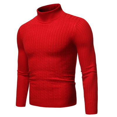 red turtleneck sweater mens pullover winter coat - MYanimec