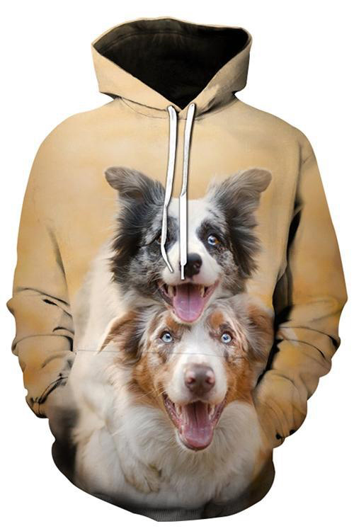Dog Print Style Sweatshirt Long Sleeve Hoodie