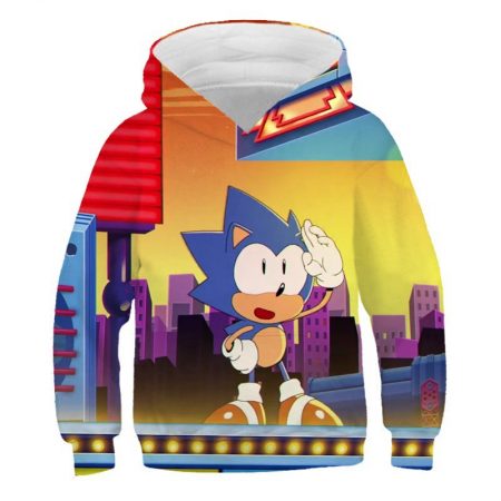 Hot New Sonic 3D Printing Kids Boy Girl Blue Yellow Sweater Hoodie