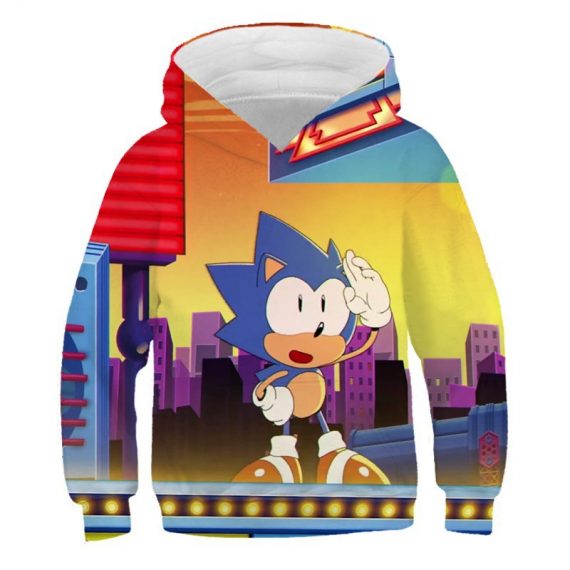 Hot New Sonic 3D Printing Kids Boy Girl Blue Yellow Sweater Hoodie