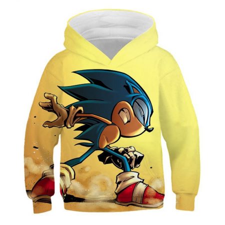 Hot New Sonic 3D Printing Kids Boy Girl Yellow Sweater Hoodie