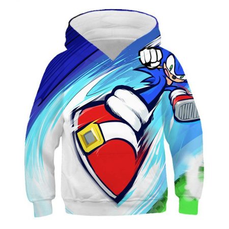 Hot New Sonic 3D Printing Kids Boy Girl Red Sweater Hoodie