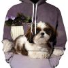 Long Sleeve Hoodie Dog Print Style One Piece Of Sweatshirt For Adults