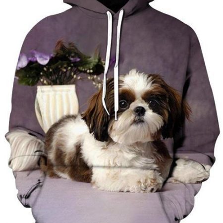 Long Sleeve Hoodie Dog Print Style One Piece Of Sweatshirt For Adults