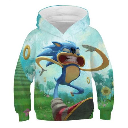 New Sonic 3D Printing Kids Boy Girl Blue Sweater Hoodie