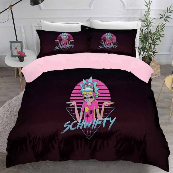 Three Pieces Rick And Morty Bed Set