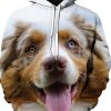 Plus Size Dog Print Hoodie Animal Sweatshirt For Men And Women