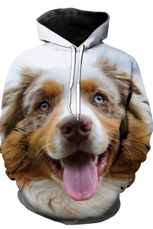 Plus Size Dog Print Hoodie Animal Sweatshirt For Men And Women