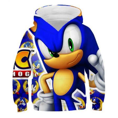 2020 Hot New Sonic Printing Kids Boy Girl Blue Sweater Hoodie