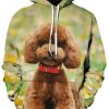 Poodle Dog Print Style Sweatshirt Cute Animal Hoodie