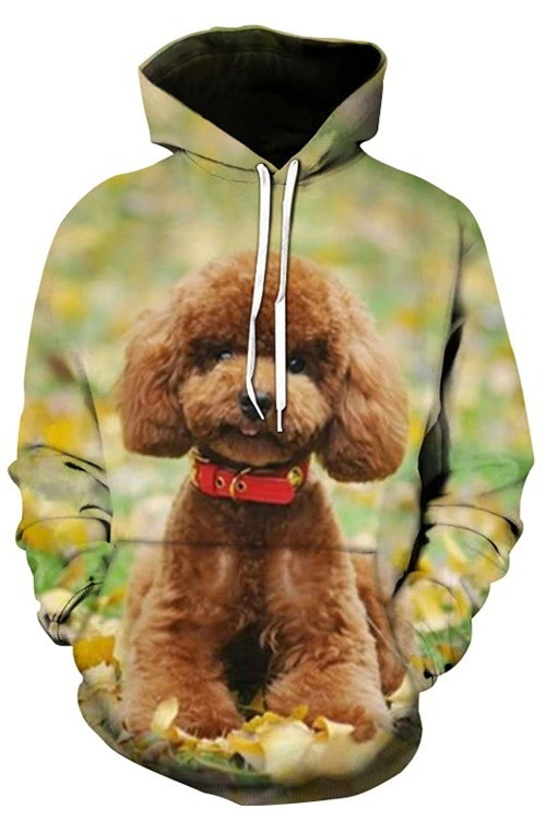 Poodle Dog Print Style Sweatshirt Cute Animal Hoodie