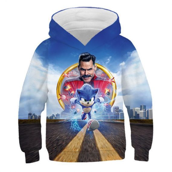 Hot New Sonic Printing Kids Boy Girl Light Blue Sweater Hoodie