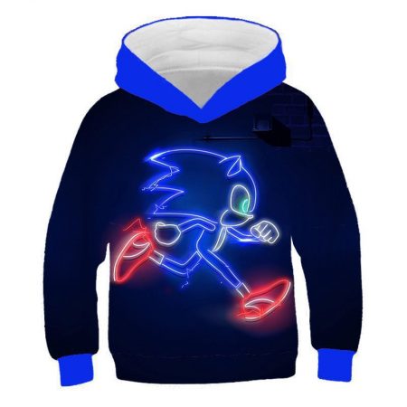 Hot New Sonic Printing Kids Boy Girl Black Red Blue Sweater Hoodie
