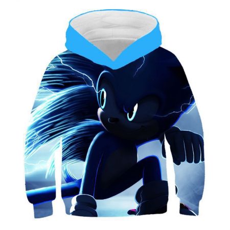 Hot New Sonic Printing Kids Boy Girl Black Blue Sweater Hoodie