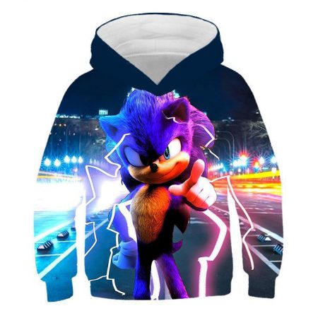 Hot New Sonic Printing Kids Boy Girl Black Blue Red Sweater Hoodie