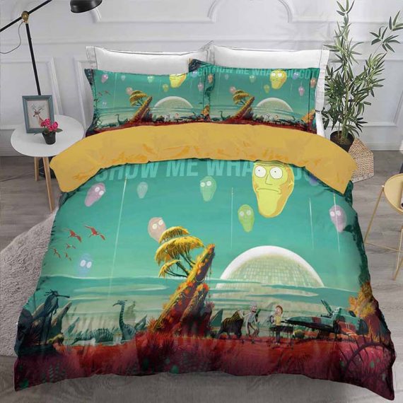 Three Pieces Rick And Morty Bed Sheets