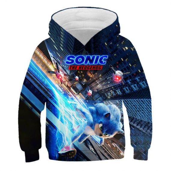 Hot New Sonic 3D Printing Kids Boy Girl Black Blue Sweater Hoodie