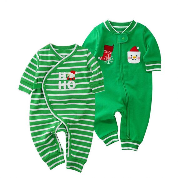 Striped Christmas Snowman Jumpsuit Clothes for Babies
