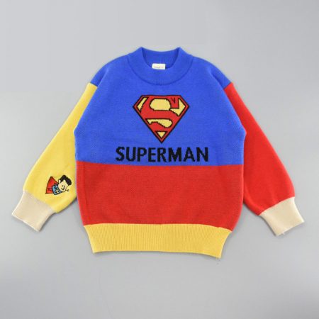 Kids Red And Blue Superman Ugly Christmas Superhero Sweaters