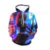Cyberpunk Printing Adult Unisex Pink Blue Hoodie Sweater