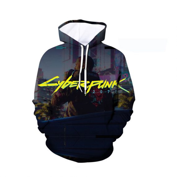 Cyberpunk 2077 Printing Adult Unisex Pink Blue Hoodie Sweater
