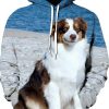 Blue Sweatshirt Dog Print Hoodie For Men And Women