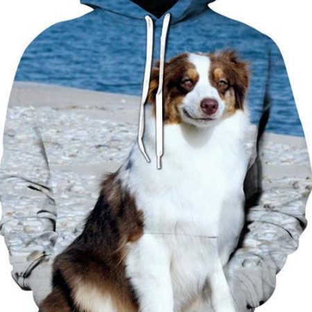 Blue Sweatshirt Dog Print Hoodie For Men And Women