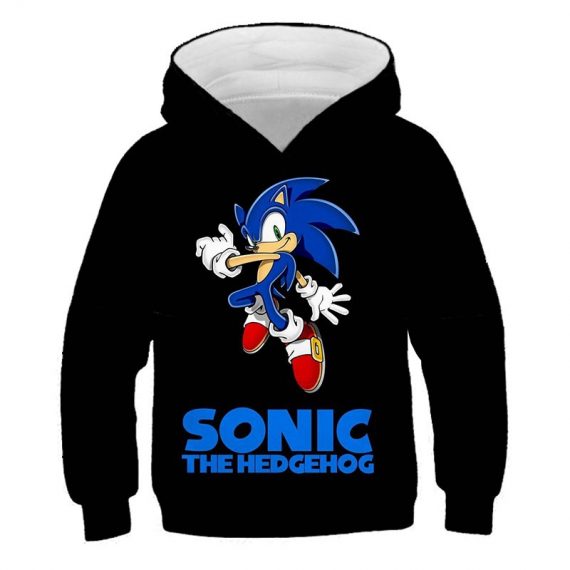 Hot New Sonic 3D Printing Kids Boy Girl Black Bule Sweater Hoodie