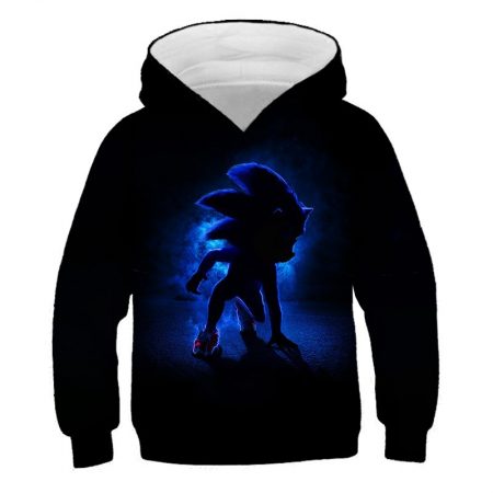 Sonic Printing Kids Boy Girl Black Bule Sweater Hoodie