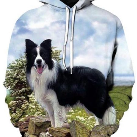 Blue Sky And Dog Print Sweatshirt Animal Sweatshirt