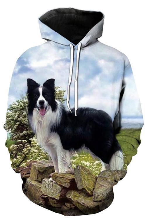 Blue Sky And Dog Print Sweatshirt Animal Sweatshirt
