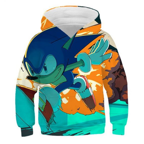 Sonic Printing Kids Boy Girl Light Green Sweater Hoodie