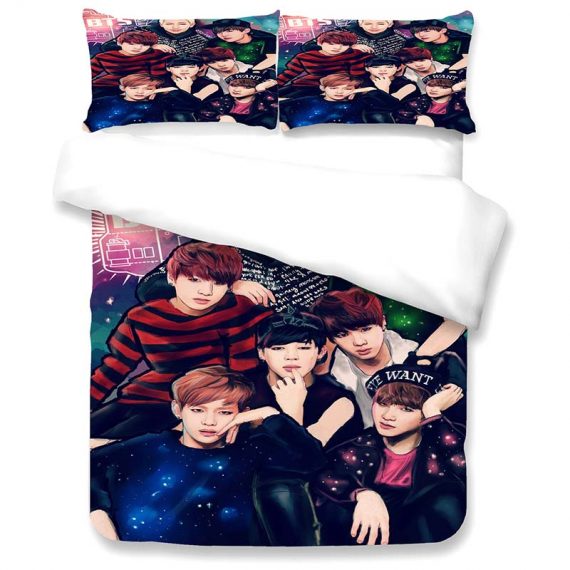 3Pcs Bed Set Bts Duvet Cover