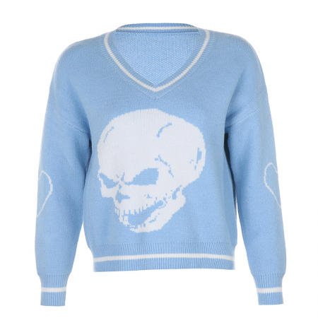 Oversized Skull Pullover Sweater for Women