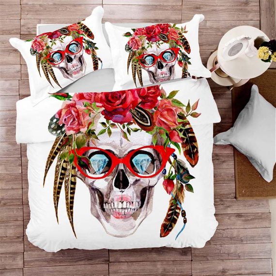 3D skull duvet cover with pillowcase