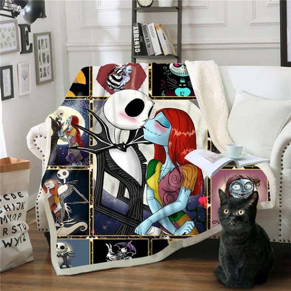 3D Style Jack And Sally Throw Blanke