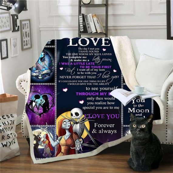 Jack And Sally 3D Printing Throw Blanke
